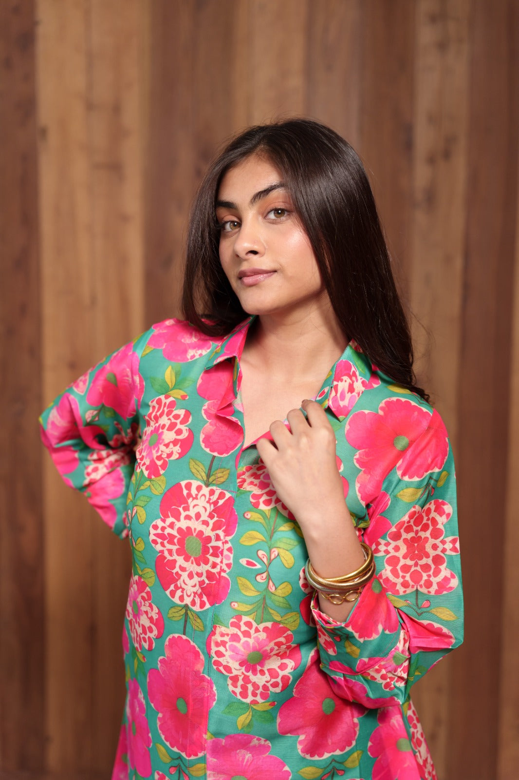 Big Floral Shirt Dress