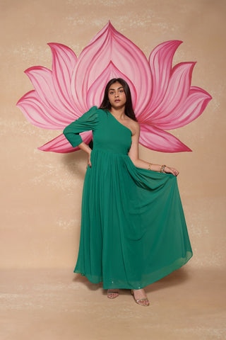 One shoulder Georgette Gown