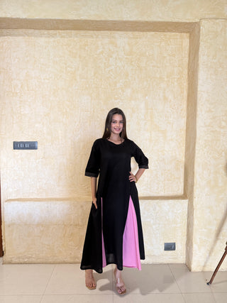 Black & Pink Pannel Dress