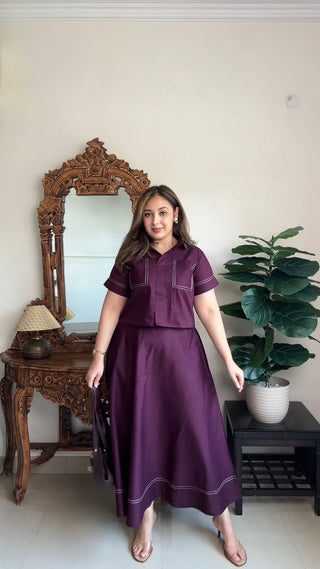 Brown Short Top & Skirt co-ord