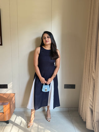 Navyblue with white panel dress