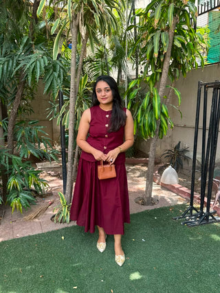 Burnt Maroon Blazer top & Skirt