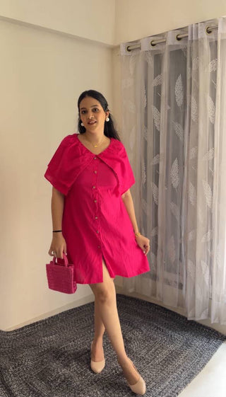 V Neck Front Flap Dress