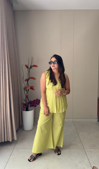 Pastel Green Front pleated    co-ord set