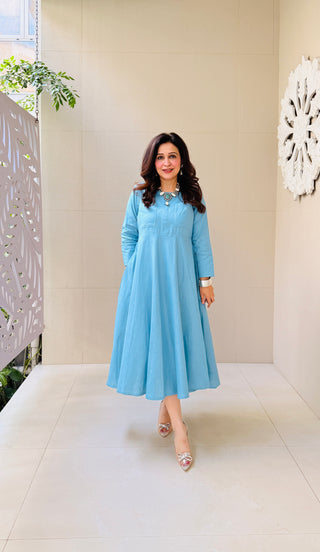 Flared Powder Blue Dress