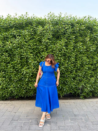 Royal Blue Big Layer Frill Dress