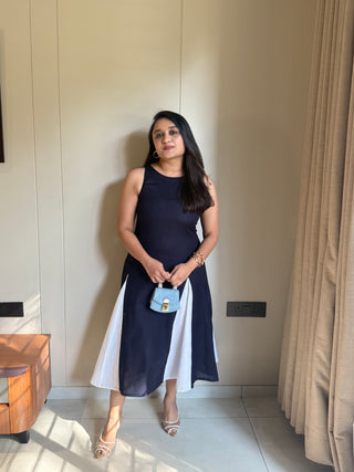 Navyblue with white panel dress