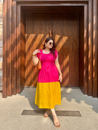 Two Color Frill Dress