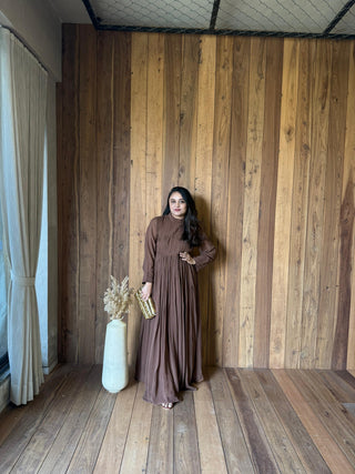 Brown Pleated Gown