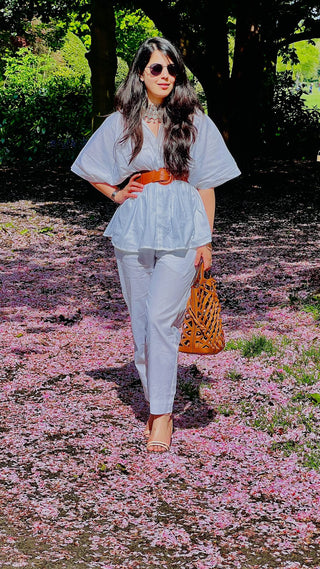 White perfect co-ord set kaftan style Top