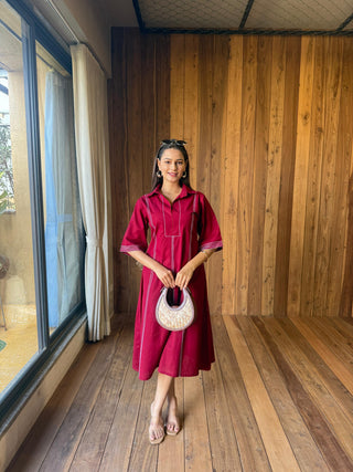 Maroon Straight Fit Anchor Dress
