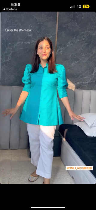 Turquoise blue co-ord set with Pants