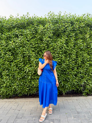 Royal Blue Big Layer Frill Dress