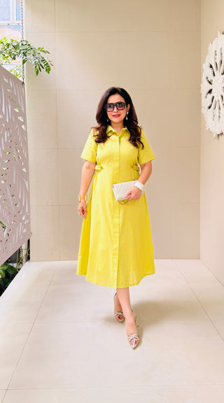 Pastel Green Side Button Dress