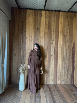 Brown Pleated Gown