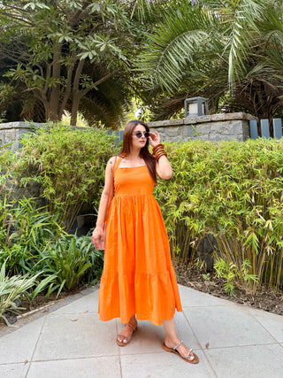 orange layered dress Halter Neck Orange Layered Dress – Panila Fashion