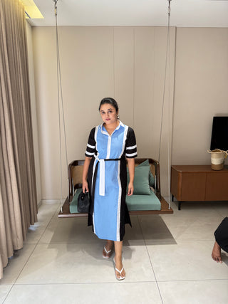 Panel Dress Black & Blue