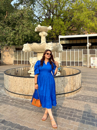 Yellow Pleated Dress with Pocket