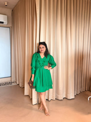 Forest green frill dress
