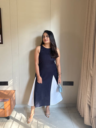 Navyblue with white panel dress