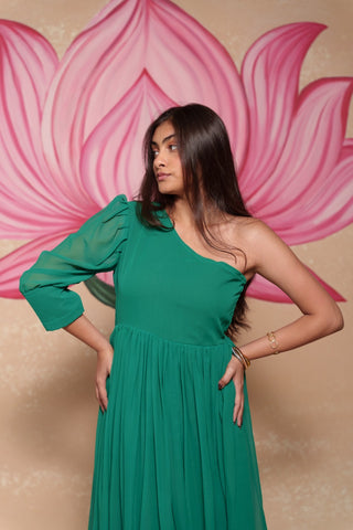 One shoulder Georgette Gown