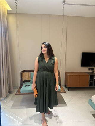 Olive green collared dress