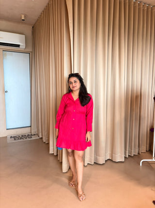 Pink short frill dress