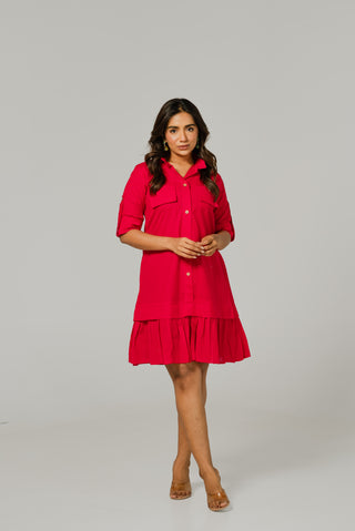 Pink Front Button Dress