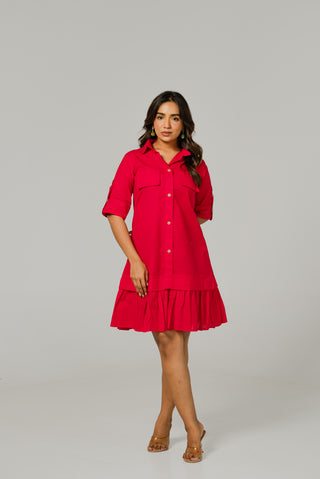 Pink Front Button Dress