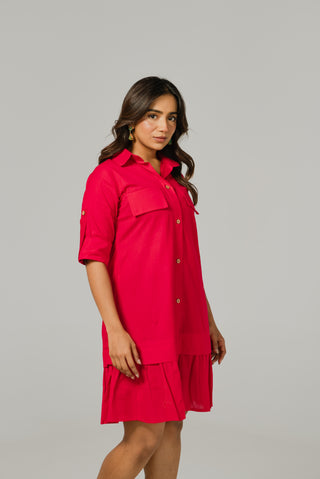 Pink Front Button Dress