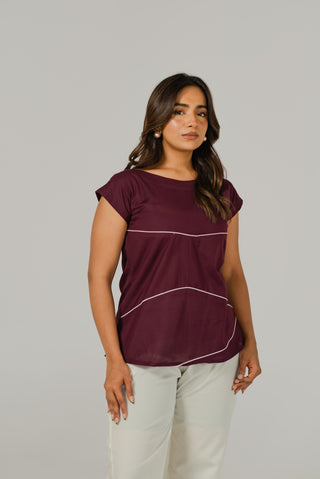 Dark Magenta Piping Top