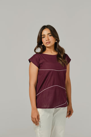 Dark Magenta Piping Top