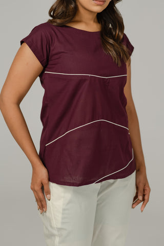 Dark Magenta Piping Top