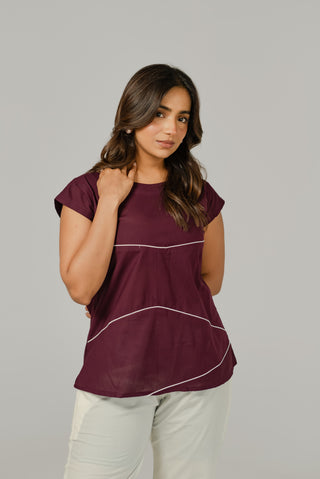 Dark Magenta Piping Top