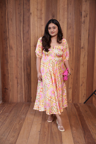 Peach Blossom Midi Dress