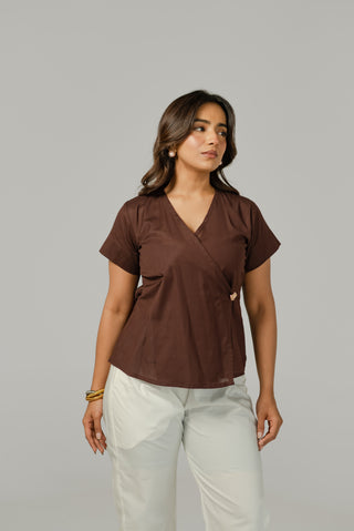 Brown Side Button Top
