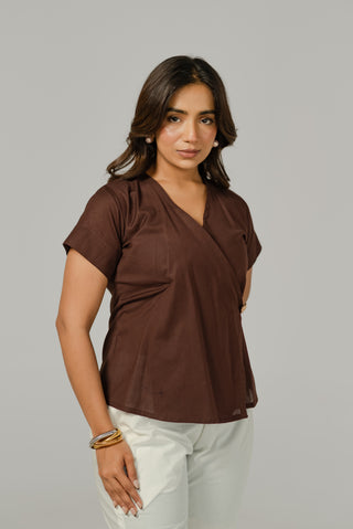 Brown Side Button Top