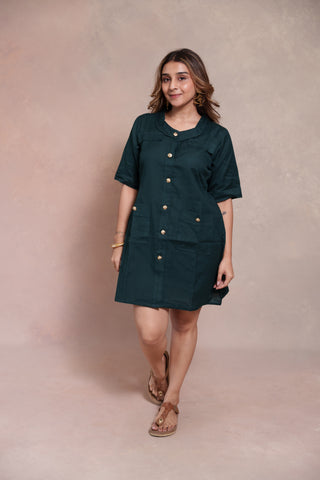 Forest Trail Button-Down Dress