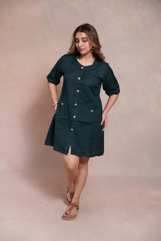 Forest Trail Button-Down Dress