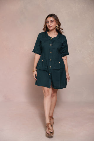 Forest Trail Button-Down Dress