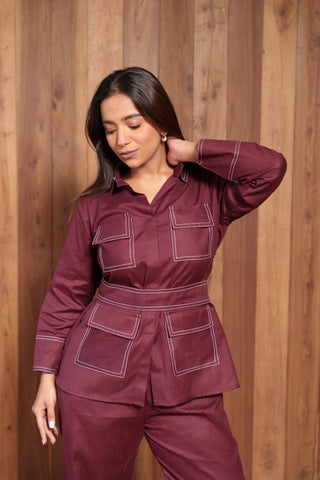 Dark Maroon Anchor Co-ord set