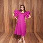 Magenta frill Sleeves Dress