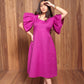 Magenta frill Sleeves Dress