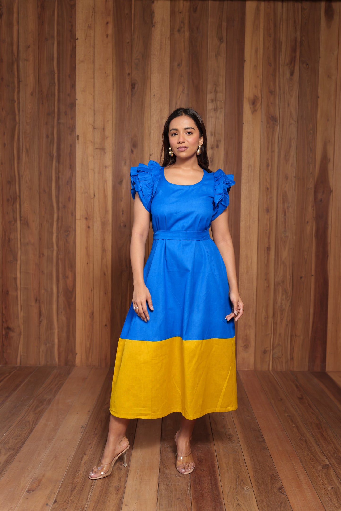 Two Color Frill Dress