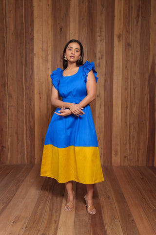 Two Color Frill Dress