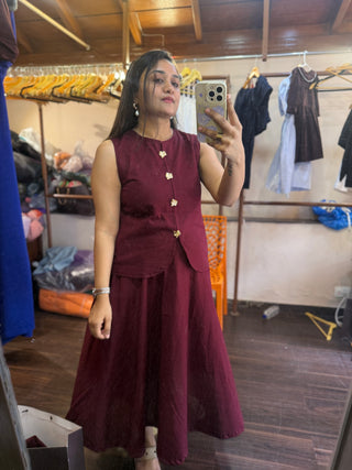 Burnt Maroon Blazer top & Skirt