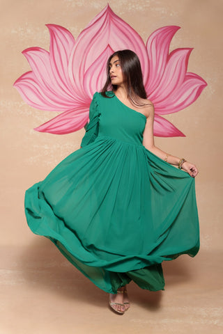 One shoulder Georgette Gown