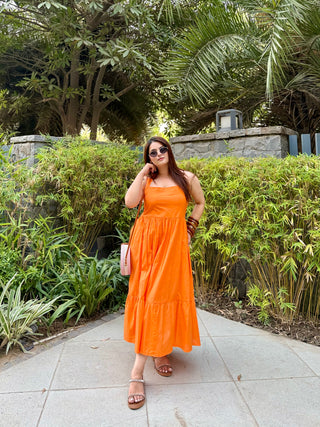 Halter Neck Orange Layered Dress – Panila Fashion