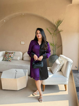 Dual color silk shirt