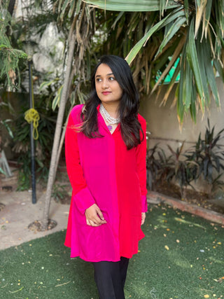 Dual color silk shirt